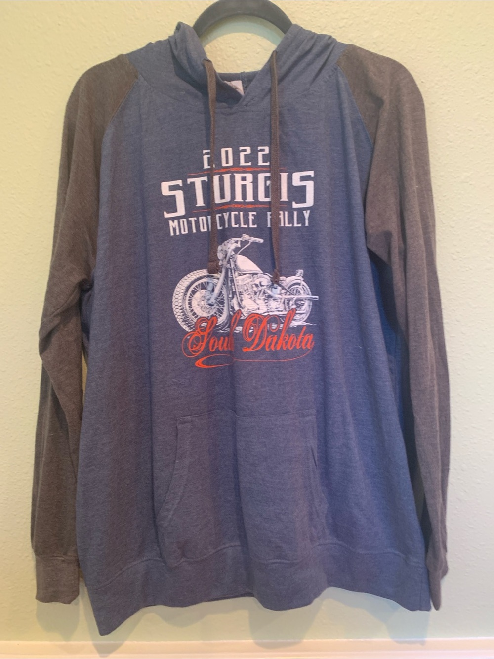 2022 Sturgis Motorcycle Rally Hoodie Biker South Dakota Blue/Gray XL